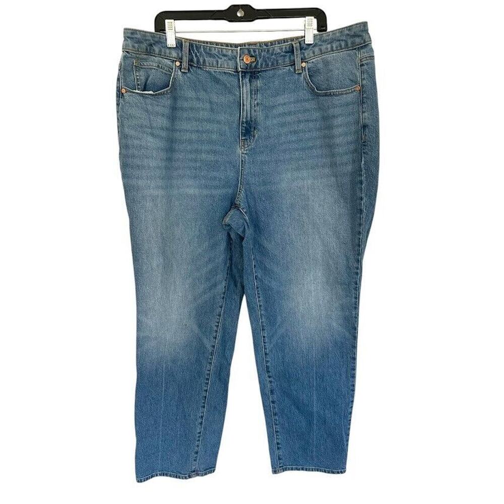 Talbots Size 18 High Waisted Relaxed Straight Blue Jeans Stretch Medium‎ Wash